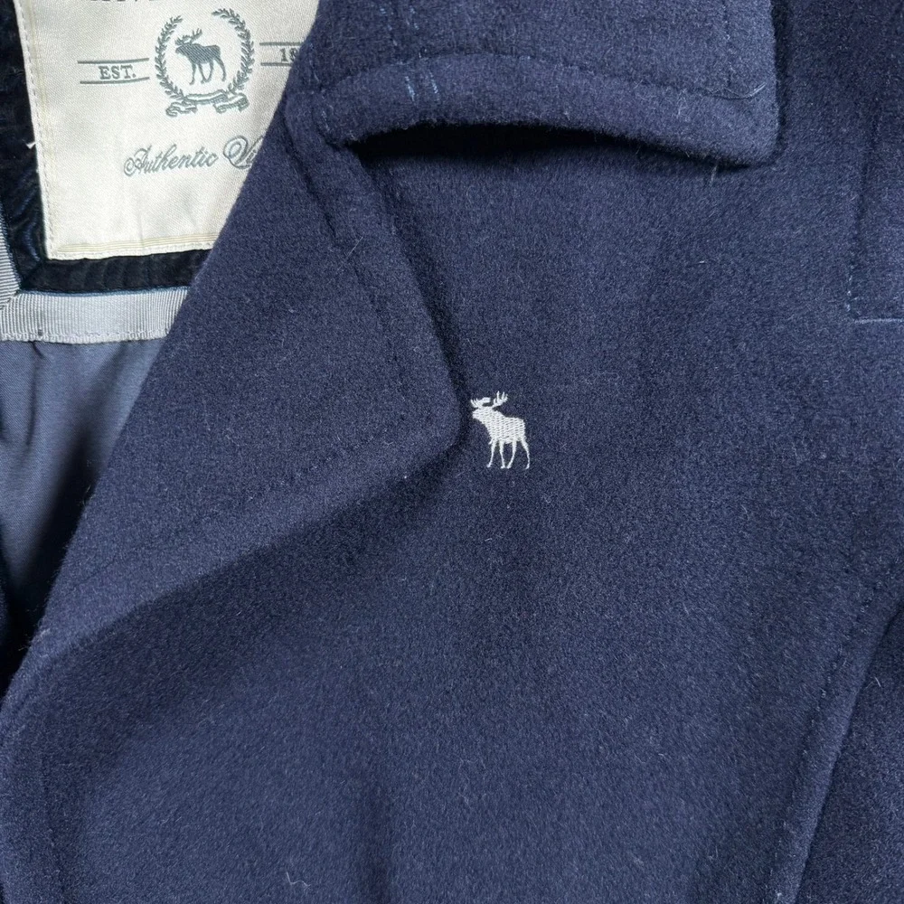 Vintage Abercrombie & Fitch Womens Medium Navy Blue Wool Blend Peacoat Jacket - Picture 2 of 16